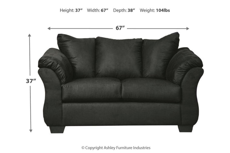 Darcy Black Loveseat and Ottoman -  Ashley - DMV Furniture