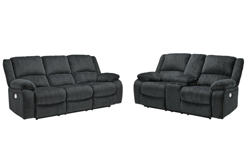 Draycoll Slate Power Reclining Sofa and Loveseat -  Ashley - DMV Furniture