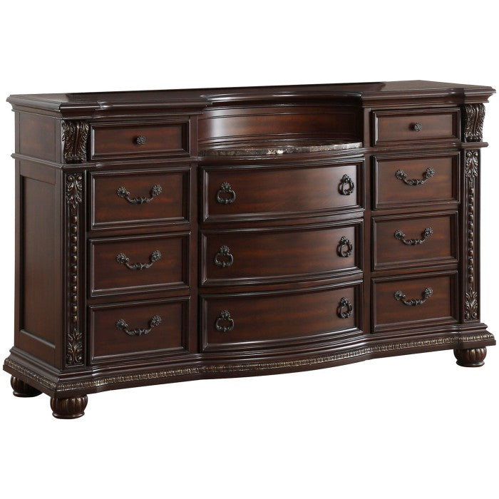 Cavalier Dark Cherry 5 Piece Queen Sleigh Bedroom Set 1757-1-9 | Homelegance
