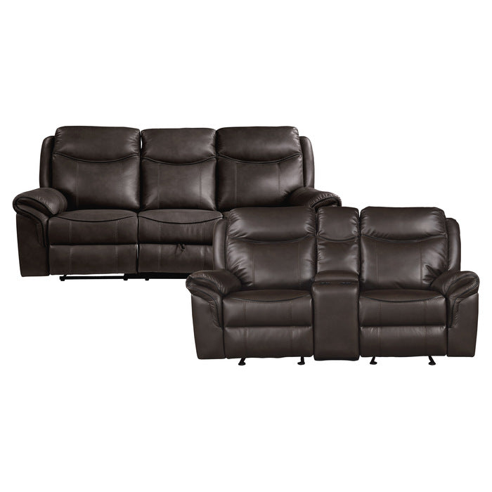 8206BRW*2 2pc Set: Sofa, Love - 8206BRW*2