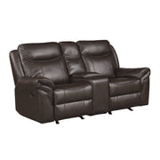 8206BRW-2 Double Glider Reclining Love Seat with Center Console, Receptacles and USB Ports - 8206BRW-2