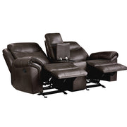 8206BRW-2 Double Glider Reclining Love Seat with Center Console, Receptacles and USB Ports - 8206BRW-2