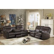 8206BRW-2 Double Glider Reclining Love Seat with Center Console, Receptacles and USB Ports - 8206BRW-2