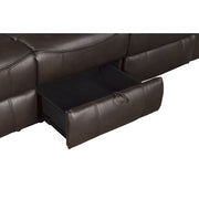 8206BRW-3 Double Reclining Sofa with Center Drop-Down Cup Holders, Receptacles, Hidden Drawer and USB Ports - 8206BRW-3