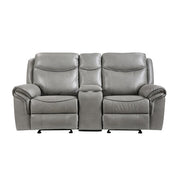 8206GRY-2 Double Glider Reclining Love Seat with Center Console, Receptacles and USB Ports - 8206GRY-2