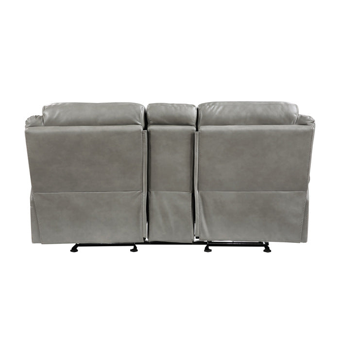 8206GRY-2 Double Glider Reclining Love Seat with Center Console, Receptacles and USB Ports - 8206GRY-2