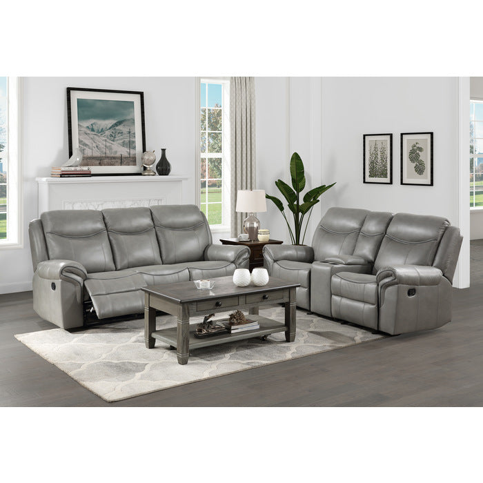 8206GRY-2 Double Glider Reclining Love Seat with Center Console, Receptacles and USB Ports - 8206GRY-2
