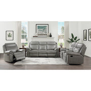 8206GRY-2 Double Glider Reclining Love Seat with Center Console, Receptacles and USB Ports - 8206GRY-2