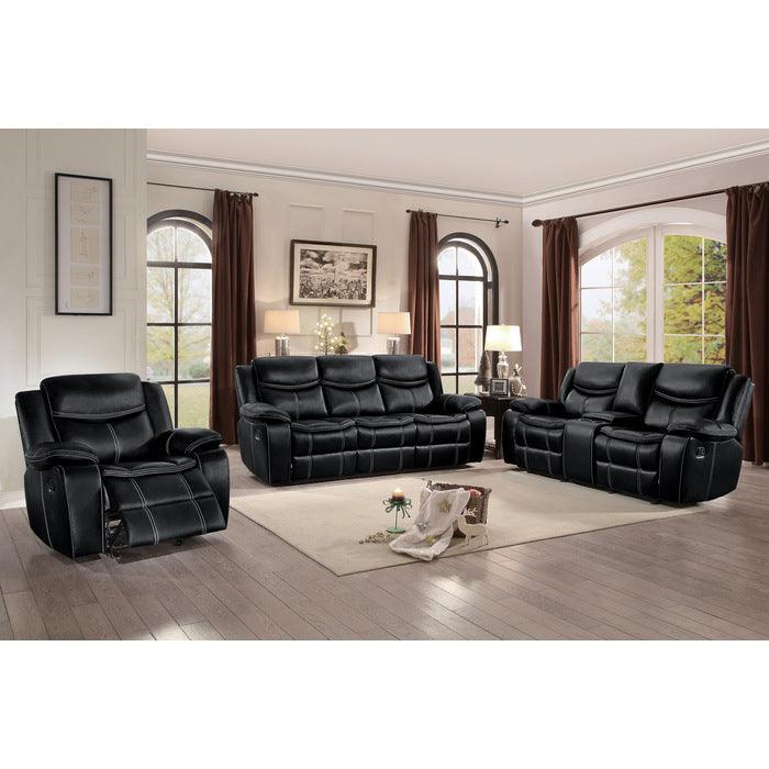 Bastrop Double Glider Reclining Loveseat With Center Console 8230Blk-2 | Homelegance