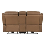 8301BRW-2PW Power Double Reclining Love Seat with Center Console, Hidden Arms Cup Holders, Charging Ports and Wireless Charger - 8301BRW-2PW