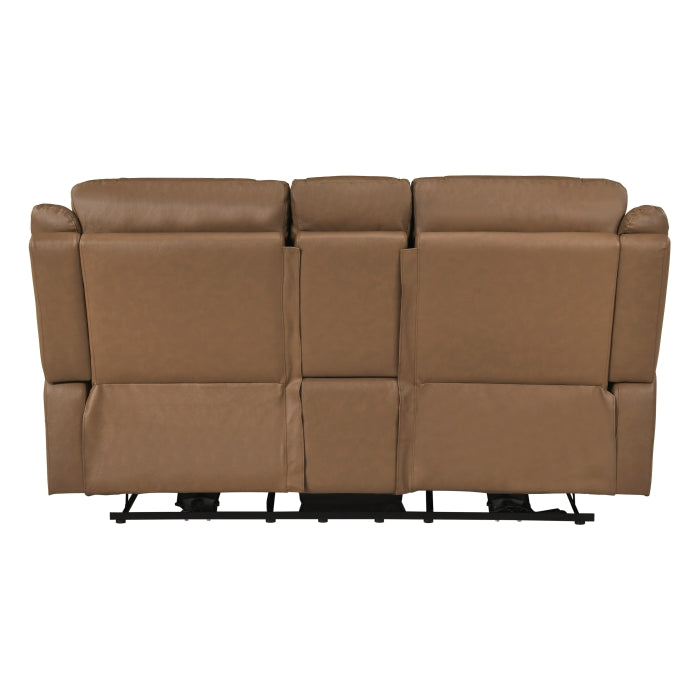 8301BRW-2PW Power Double Reclining Love Seat with Center Console, Hidden Arms Cup Holders, Charging Ports and Wireless Charger - 8301BRW-2PW