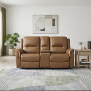 8301BRW-2PW Power Double Reclining Love Seat with Center Console, Hidden Arms Cup Holders, Charging Ports and Wireless Charger - 8301BRW-2PW