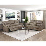 8301DTP-2PW Power Double Reclining Love Seat with Center Console, Hidden Arms Cup Holders, Charging Ports and Wireless Charger - 8301DTP-2PW
