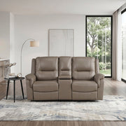 8301DTP-2PW Power Double Reclining Love Seat with Center Console, Hidden Arms Cup Holders, Charging Ports and Wireless Charger - 8301DTP-2PW