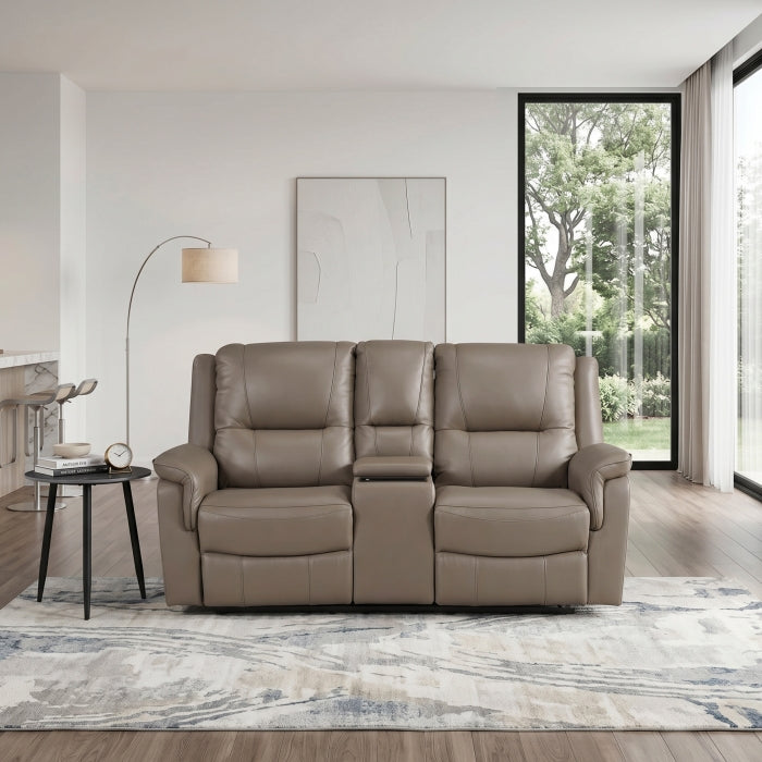 8301DTP-2PW Power Double Reclining Love Seat with Center Console, Hidden Arms Cup Holders, Charging Ports and Wireless Charger - 8301DTP-2PW