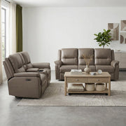 8301DTP-2PW Power Double Reclining Love Seat with Center Console, Hidden Arms Cup Holders, Charging Ports and Wireless Charger - 8301DTP-2PW