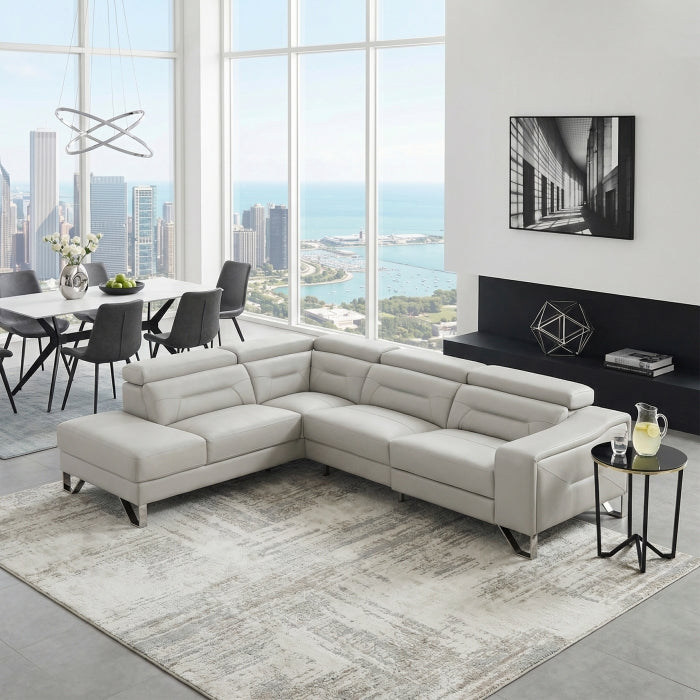 8304LGY*2LC2RPW (2)2-Piece Sectional with Left Chaise, Adjustable Headrests and Charging ports - 8304LGY*2LC2RPW