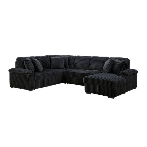 8317BLK*33LRC (3)3-Piece Sectional with Pull-out Bed, Right Side Chaise and Hidden Storage - 8317BLK*33LRC