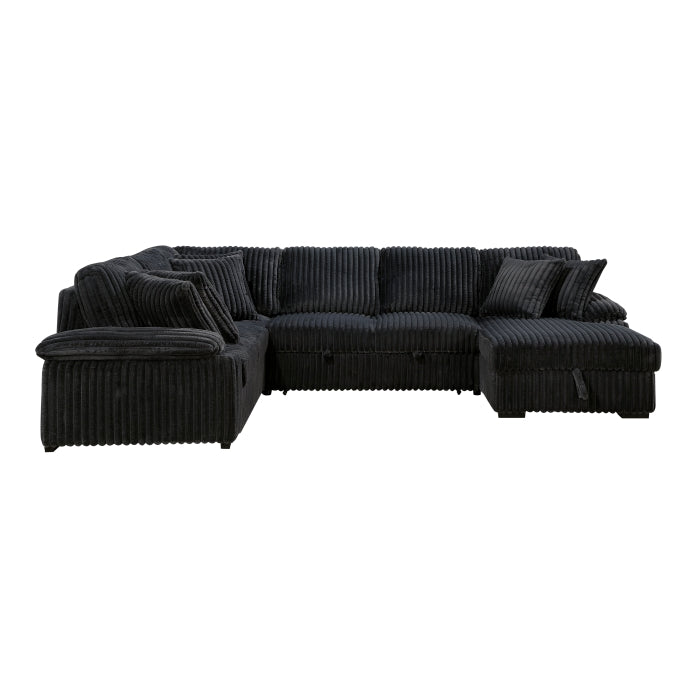 8317BLK*33LRC (3)3-Piece Sectional with Pull-out Bed, Right Side Chaise and Hidden Storage - 8317BLK*33LRC