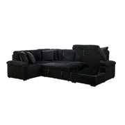 8317BLK*33LRC (3)3-Piece Sectional with Pull-out Bed, Right Side Chaise and Hidden Storage - 8317BLK*33LRC