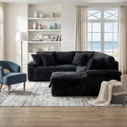 8317BLK*33LRC (3)3-Piece Sectional with Pull-out Bed, Right Side Chaise and Hidden Storage - 8317BLK*33LRC