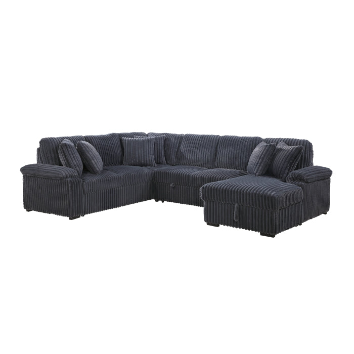 8317DGY*33LRC (3)3-Piece Sectional with Pull-out Bed, Right Side Chaise and Hidden Storage - 8317DGY*33LRC