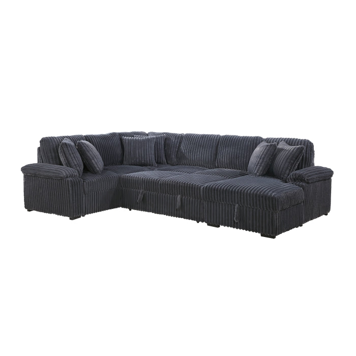 8317DGY*33LRC (3)3-Piece Sectional with Pull-out Bed, Right Side Chaise and Hidden Storage - 8317DGY*33LRC