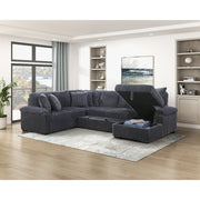 8317DGY*33LRC (3)3-Piece Sectional with Pull-out Bed, Right Side Chaise and Hidden Storage - 8317DGY*33LRC