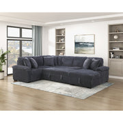 8317DGY*33LRC (3)3-Piece Sectional with Pull-out Bed, Right Side Chaise and Hidden Storage - 8317DGY*33LRC