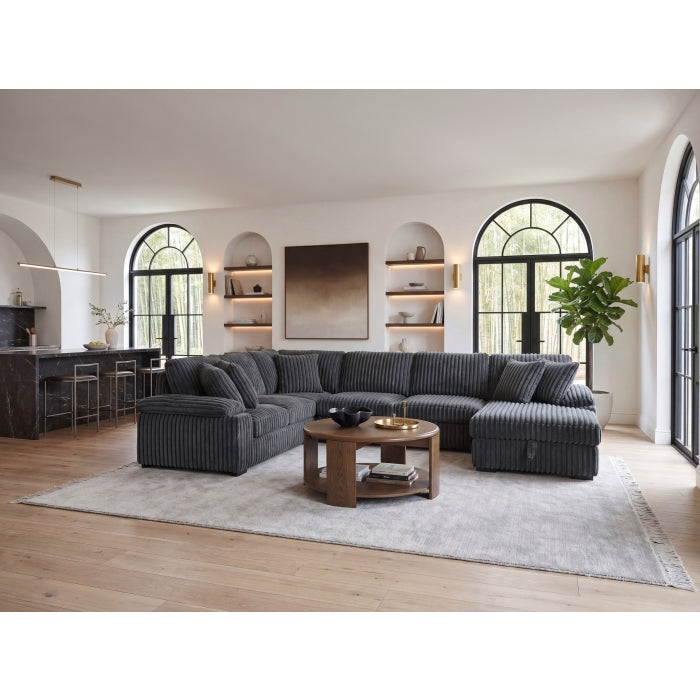 8317DGY*33LRC (3)3-Piece Sectional with Pull-out Bed, Right Side Chaise and Hidden Storage - 8317DGY*33LRC
