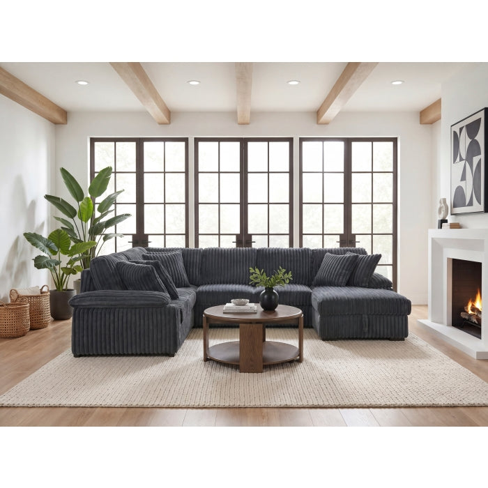 8317DGY*33LRC (3)3-Piece Sectional with Pull-out Bed, Right Side Chaise and Hidden Storage - 8317DGY*33LRC