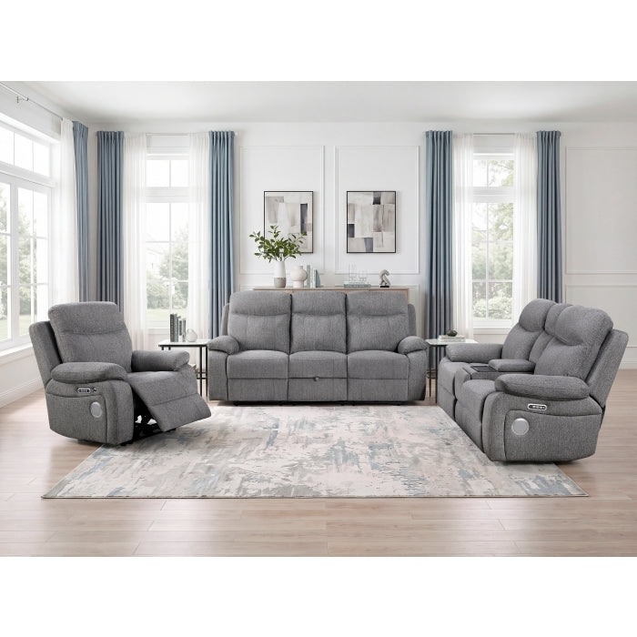 8340GRY-1PWHB Power Reclining Chair with Power Headrest, Power Lumbar Support, Bluetooth Speakers and Charging Ports - 8340GRY-1PWHB