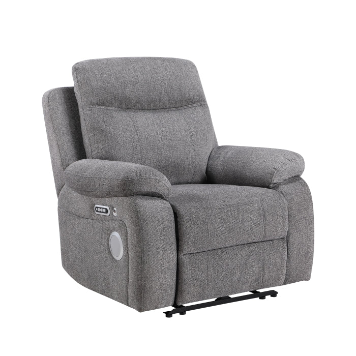 8340GRY-1PWHB Power Reclining Chair with Power Headrest, Power Lumbar Support, Bluetooth Speakers and Charging Ports - 8340GRY-1PWHB