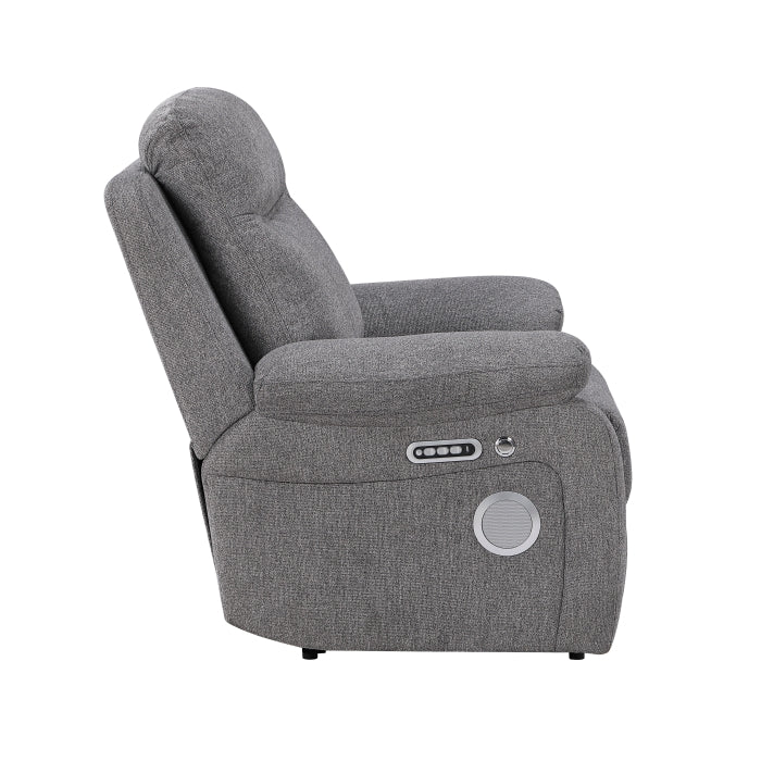 8340GRY-1PWHB Power Reclining Chair with Power Headrest, Power Lumbar Support, Bluetooth Speakers and Charging Ports - 8340GRY-1PWHB