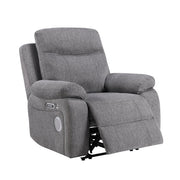 8340GRY-1PWHB Power Reclining Chair with Power Headrest, Power Lumbar Support, Bluetooth Speakers and Charging Ports - 8340GRY-1PWHB