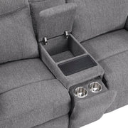8340GRY-2PWHB Power Double Reclining Love Seat with Center Console, Power Headrests, Power Lumbar Support, Wireless Charger, Hidden Cup Holders, Bluetooth Speakers and Charging Ports - 8340GRY-2PWHB