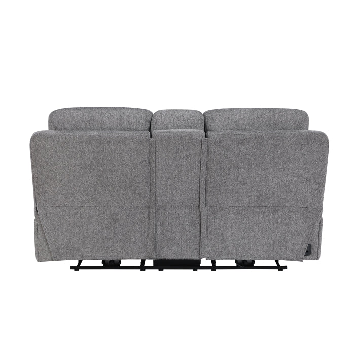 8340GRY-2PWHB Power Double Reclining Love Seat with Center Console, Power Headrests, Power Lumbar Support, Wireless Charger, Hidden Cup Holders, Bluetooth Speakers and Charging Ports - 8340GRY-2PWHB