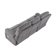 8340GRY-3PWHB Power Double Reclining Sofa with Center Drop-down Cup Holders, Power Headrests, Power Lumbar Support, Wireless Charger, Bluetooth Speakers, Hidden Drawer and Charging Ports - 8340GRY-3PWHB