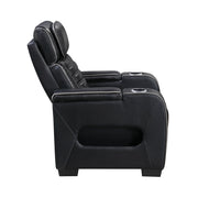 8344BLK-1PWHM Power Reclining Chair with Power Headrest, Cup holder, Storage Arms(Top and Side), Air Massage, Heat, LED Lighting and Charging Ports - 8344BLK-1PWHM