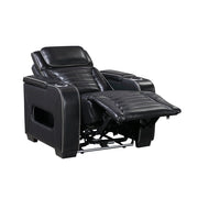 8344BLK-1PWHM Power Reclining Chair with Power Headrest, Cup holder, Storage Arms(Top and Side), Air Massage, Heat, LED Lighting and Charging Ports - 8344BLK-1PWHM