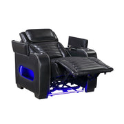 8344BLK-1PWHM Power Reclining Chair with Power Headrest, Cup holder, Storage Arms(Top and Side), Air Massage, Heat, LED Lighting and Charging Ports - 8344BLK-1PWHM