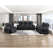 8344BLK-1PWHM Power Reclining Chair with Power Headrest, Cup holder, Storage Arms(Top and Side), Air Massage, Heat, LED Lighting and Charging Ports - 8344BLK-1PWHM