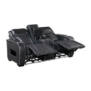 8344BLK-2PWHM Power Double Reclining Love Seat with Center Console, Power Headrests, Storage Arms(Top and Side) ,Cup Holders, Wireless Speakers with Sub-Woofer, Air Massage, Heat, LED Lighting and Charging Ports - 8344BLK-2PWHM