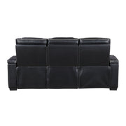 8344BLK-3PWHM Power Double Reclining Sofa with Center Drop-Down Cup Holders, Power Headrests,  Storage Arms(Top and Side) ,Cup holders, Reading Lights, Wireless Charger, Air Massage, Heat,  LED Lighting and Charging Ports - 8344BLK-3PWHM