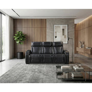 8344BLK-3PWHM Power Double Reclining Sofa with Center Drop-Down Cup Holders, Power Headrests,  Storage Arms(Top and Side) ,Cup holders, Reading Lights, Wireless Charger, Air Massage, Heat,  LED Lighting and Charging Ports - 8344BLK-3PWHM