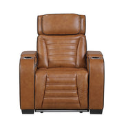 8344BRW-1PWHM Power Reclining Chair with Power Headrest, Cup holder, Storage Arms(Top and Side), Air Massage, Heat, LED Lighting and Charging Ports - 8344BRW-1PWHM