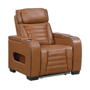 8344BRW-1PWHM Power Reclining Chair with Power Headrest, Cup holder, Storage Arms(Top and Side), Air Massage, Heat, LED Lighting and Charging Ports - 8344BRW-1PWHM
