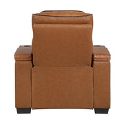 8344BRW-1PWHM Power Reclining Chair with Power Headrest, Cup holder, Storage Arms(Top and Side), Air Massage, Heat, LED Lighting and Charging Ports - 8344BRW-1PWHM