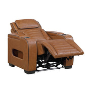 8344BRW-1PWHM Power Reclining Chair with Power Headrest, Cup holder, Storage Arms(Top and Side), Air Massage, Heat, LED Lighting and Charging Ports - 8344BRW-1PWHM