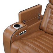 8344BRW-1PWHM Power Reclining Chair with Power Headrest, Cup holder, Storage Arms(Top and Side), Air Massage, Heat, LED Lighting and Charging Ports - 8344BRW-1PWHM